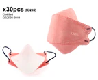 30pcs Face Masks 4PLY Certified Disposable Protective Respirator Mouth Cover Rose Pink