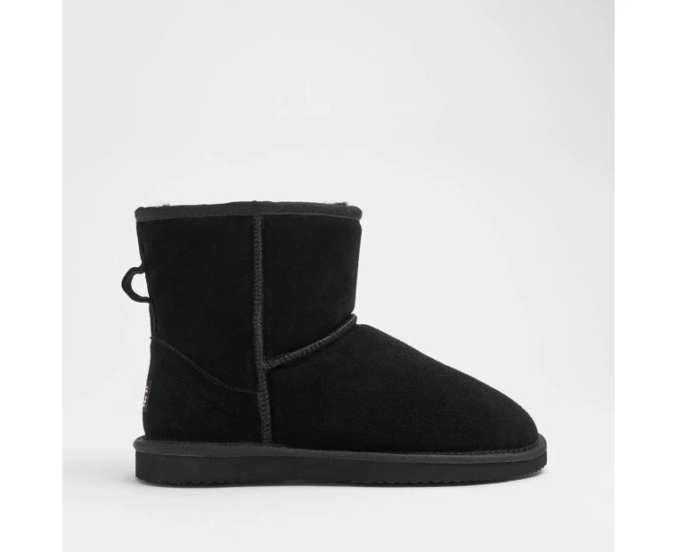 Mens Sheepskin and Leather Slipper Boot - Black