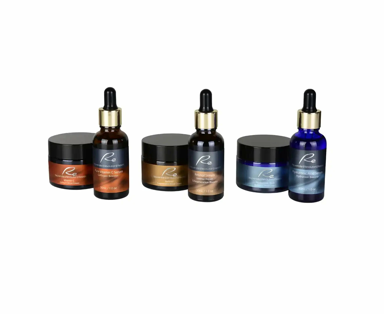 Re Vitamin C Collagen Boost + Retinol Regeneration Boost + Hyaluronic Acid Hydration Boost Serum + Cream - 6Pack