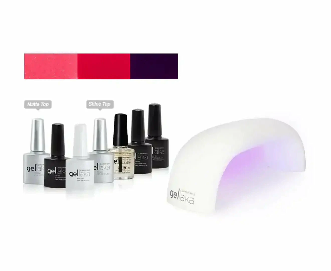 Gellaka 8-Piece Pro Matte Or Shine Gel Nail Kit - Rosy Day