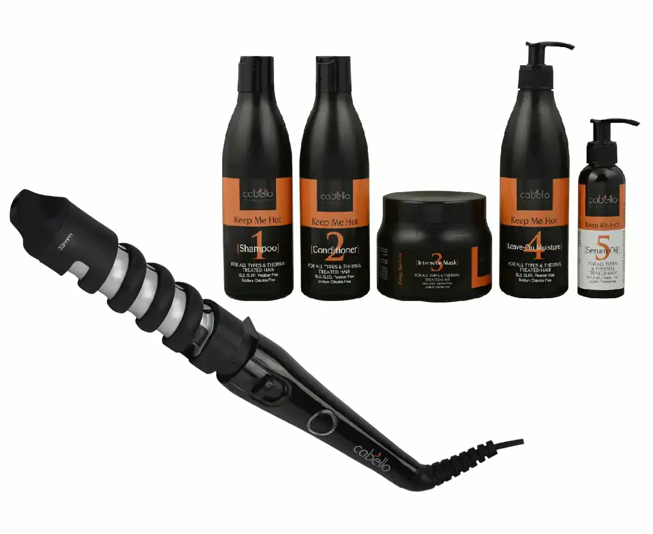 Cabello Voluminous Hair Curler + Cabello Complete Hair Care Treatment 'Keep Me Hot'