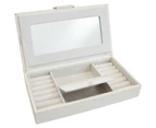 MDF Glass 21cm Jewellery Box Storage Holder Display Organiser Rectangle Ivory
