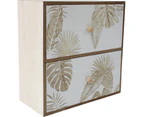 2x MDF Rectangle 22x10cm Palm 2-Drawer Organiser Storage Bedroom Kitchen Decor