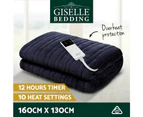 Giselle Bedding Washable Heated Electric Throw Rug Blanket Fleece Remote Control Timer 9 Heat Settings Sofa Lounge Living Room Office Winter Charcoal