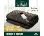 Giselle Electric Throw Rug Heated Blanket Fleece Brown