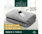 Giselle Electric Throw Rug Heated Blanket Fleece Grey