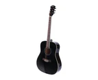 Alpha 41 Inch Acoustic Guitar Wooden Body Steel String Dreadnought Stand Black