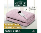 Giselle Electric Throw Rug Heated Blanket Fleece Pink