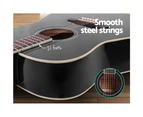 Alpha 41 Inch Acoustic Guitar Wooden Body Steel String Dreadnought Stand Black
