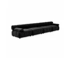 Foret 4 Seater Sofa Modular Arm Seat Tufted Velvet Lounge Couch Chaise 5 Colors - Black
