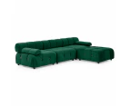 Foret 4 Seater Sofa Modular Arm Ottoman Tufted Velvet Lounge Couch Chaise Green