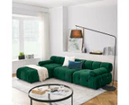 Foret 4 Seater Sofa Modular Arm Ottoman Tufted Velvet Lounge Couch Chaise Green