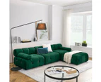 Foret 4 Seater Sofa Modular Arm Ottoman Tufted Velvet Lounge Couch Chaise Green