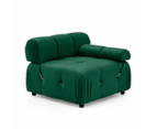 Foret 4 Seater Sofa Modular Arm Ottoman Tufted Velvet Lounge Couch Chaise Green