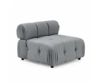 Foret 5 Seater Sofa Modular Arm Ottoman Tufted Velvet Lounge Couch Light Grey