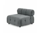 Foret 6 Seater Arm Sofa Modular Ottoman Velvet Tufted Lounge Couch Chaise Dark Grey
