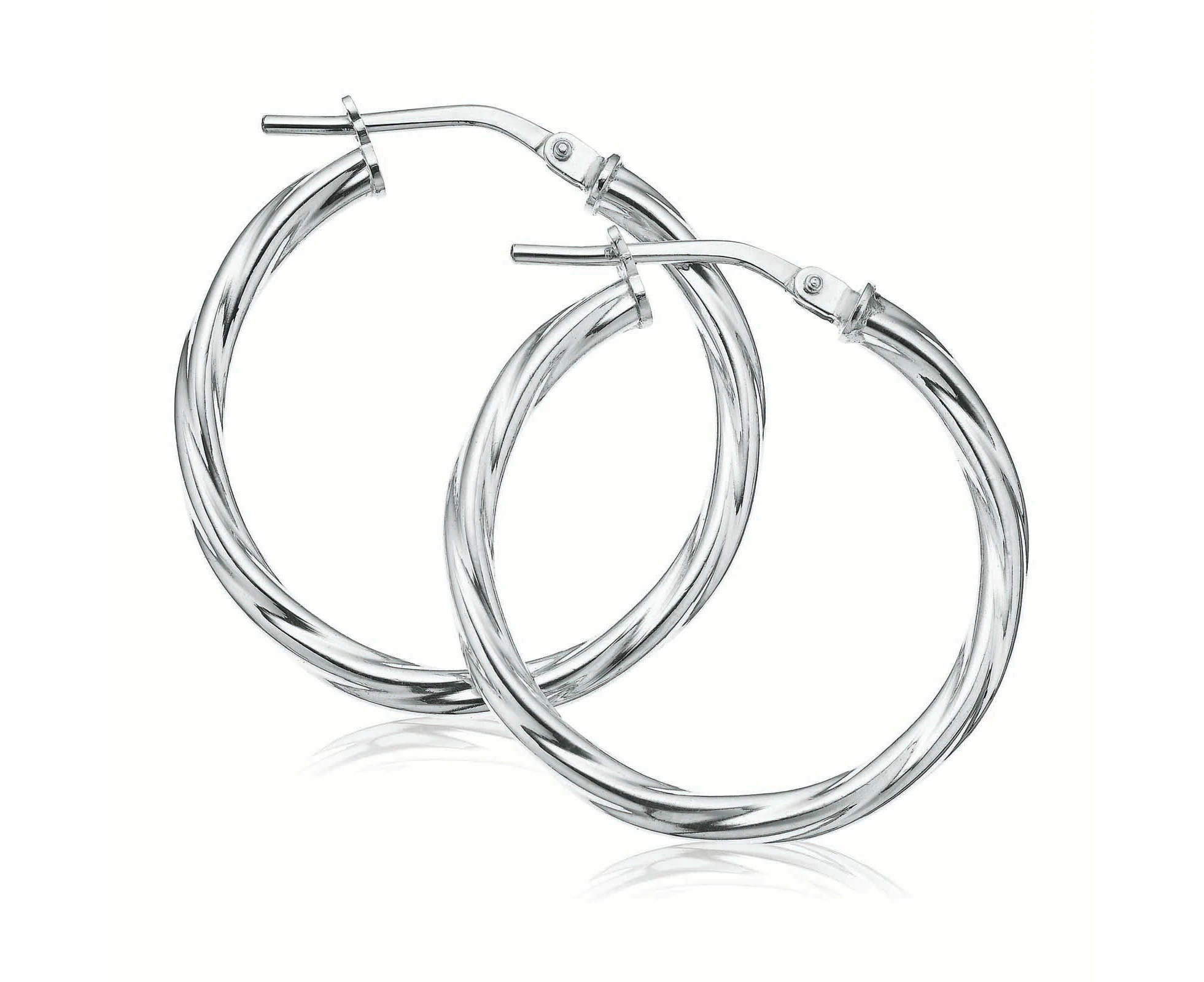 Sterling Silver 20mm Twist  Hoop Earrings