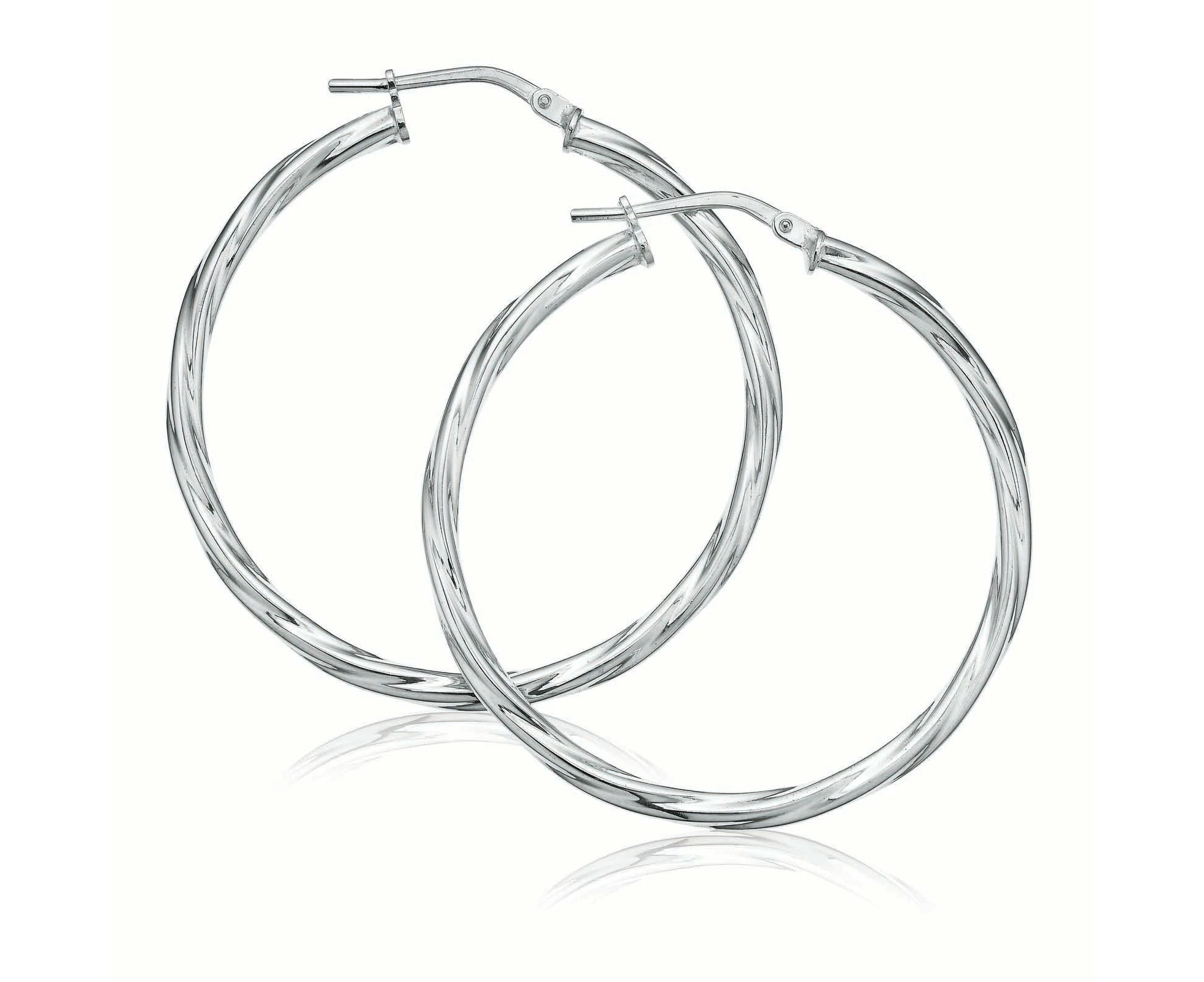 Sterling Silver 30mm Twist  Hoop Earrings