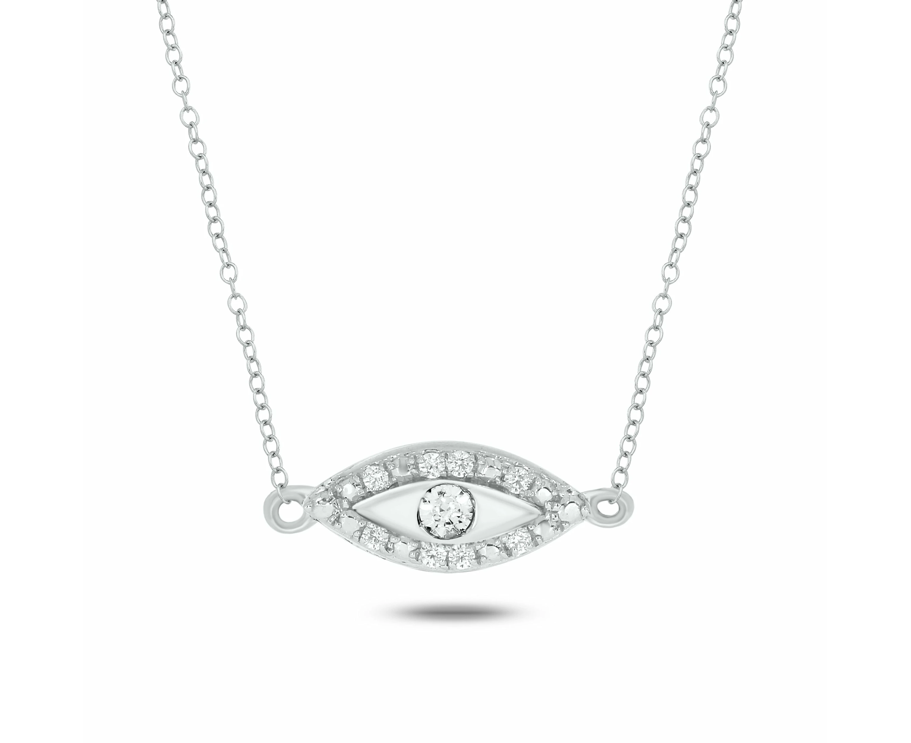 Sterling Silver Round Cut Diamond Set Eye Pendant