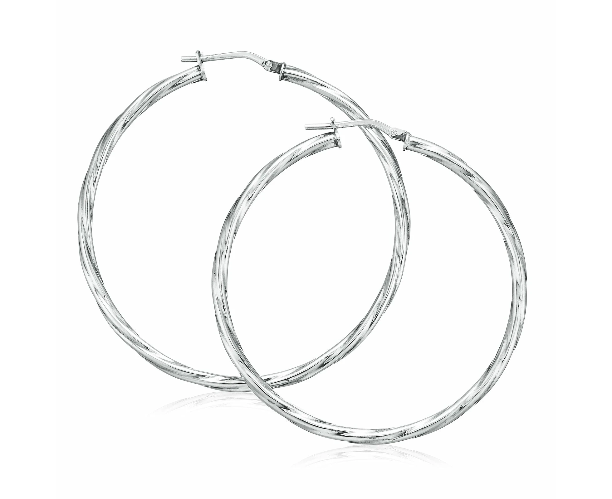 Sterling Silver 40x2mm Round Twist Hoop Earrings