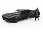 Jada The Batman Batmobile With Batman Metal Figure Toy, 1:24 Scale Hollywood Ride Diecast Vehicle Toy, Black