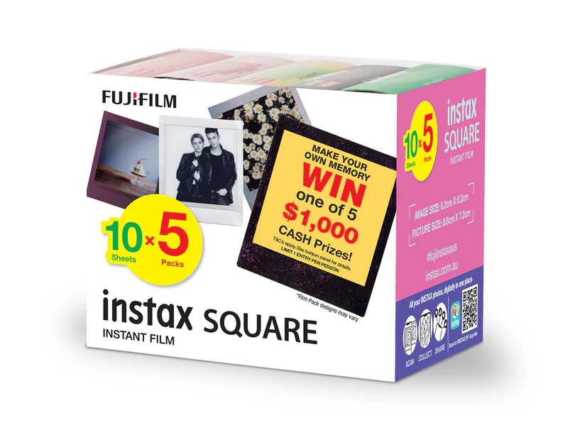 Fujifilm Instax Square Novelty Instant Film 50-Pack