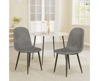 Advwin Velvet Dining Chairs Set of 2 Kitchen Chair with Metal Legs Grey