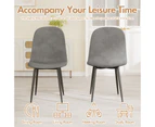 Advwin Velvet Dining Chairs Set of 2 Kitchen Chair with Metal Legs Grey