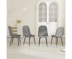 Advwin Velvet Dining Chairs Set of 4 Kitchen Chair with Metal Legs Grey