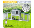 Advwin Rabbit Hutch Chicken Coop 206x45x86cm-Grey