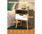 Oikiture  Bedside Tables Drawers Side Table Nightstand Storage Cabinet Bedroom