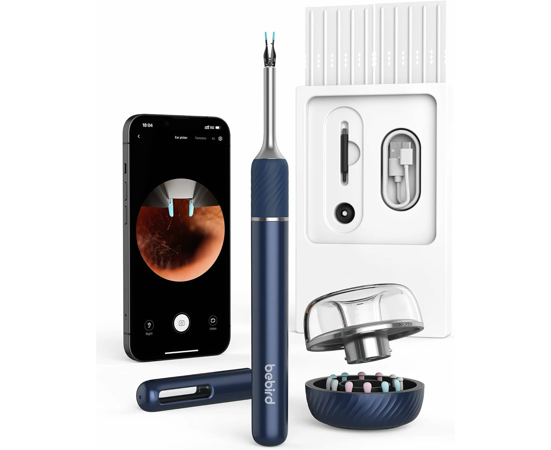 Upgraded Bebird Note 5 Pro AuriCare Ear Wax Removal Tool Camera Ear Cleaner Tweezers - 10 Megapixels Ear Otoscope Camera Ear Cleaning Kit - Blue