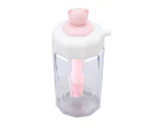 Oil Dispenser Built In Brush Push Design Dual Purpose Silicone Oil Bottle For Home Kitchen Pink