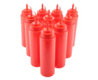 720Ml 10Pcs / Set Plastic Condiment Dispenser For Sauce Oil Cream Vineger (Red)