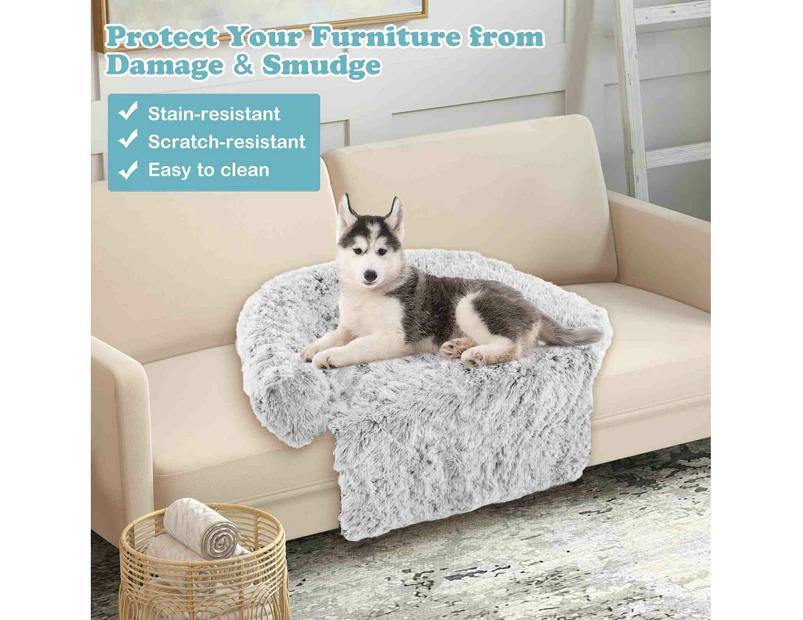 Costway Medium Dog Bed Puppy Sofa Pet Cushion Couch Protector Blanket w/Washable Cover & Anti-Slip Bottom White