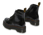 Dr Martens Womens Sinclair Jungle Boots Patent Lamper Leopard Emboss - Black
