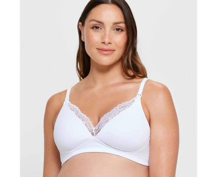 Target Maternity Lace Trim T-Shirt Bra - White