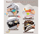 Costway Kids Kitchen Play Set Pretend Cooking Toy w/Full Accessories Children's Gift Brown