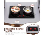 Costway Kitchen Play Set Pretend Cooking Toy w/Full Accessories ren's Gift Brown