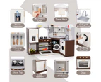 Costway Kitchen Play Set Pretend Cooking Toy w/Full Accessories ren's Gift Brown