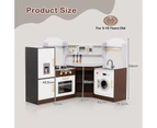 Costway Kitchen Play Set Pretend Cooking Toy w/Full Accessories ren's Gift Brown