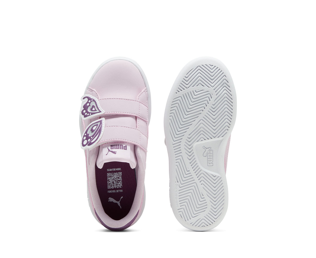 Puma Girls Smash 3.0 Butterfly Sneakers Grape Mist Crushed Berry Puma White Catch