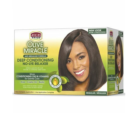 African Pride Olive Mirace Deep Conditiong No-Lye Relaxer Regular