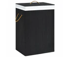 vidaXL Bamboo Laundry Basket with 2 Sections Black 72 L