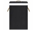 vidaXL Bamboo Laundry Basket with 2 Sections Black 72 L