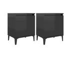 vidaXL Bed Cabinet with Metal Legs High Gloss Black