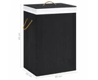 vidaXL Bamboo Laundry Basket with 2 Sections Black 72 L