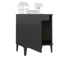 vidaXL Bed Cabinet with Metal Legs High Gloss Black