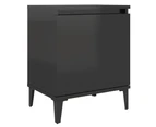 vidaXL Bed Cabinet with Metal Legs High Gloss Black