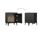 vidaXL Bed Cabinet with Metal Legs High Gloss Black